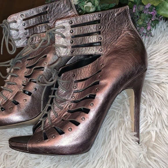 DOLCE VITA PEEP TOE LACE UP STILETTO BOOTIES BRONZE SIZE 8.5 - Picture 9 of 16